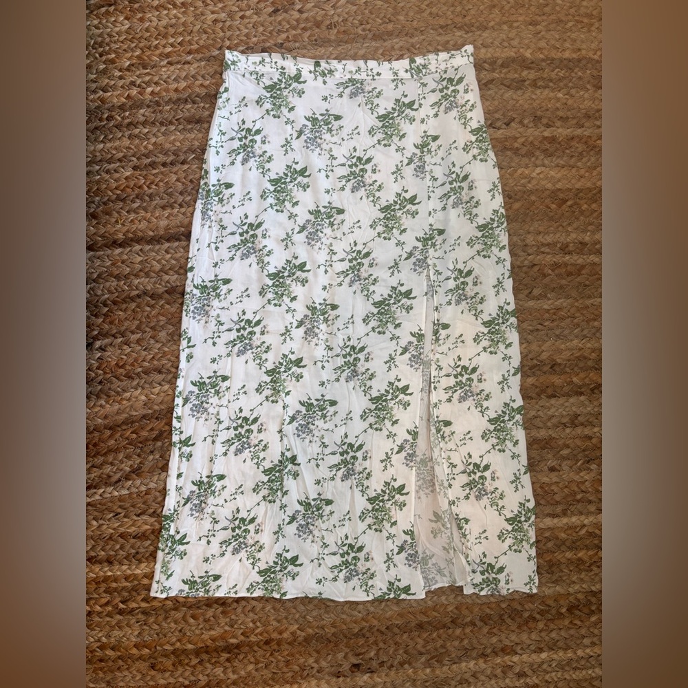 ASOS White and Green Floral Maxi Skirt